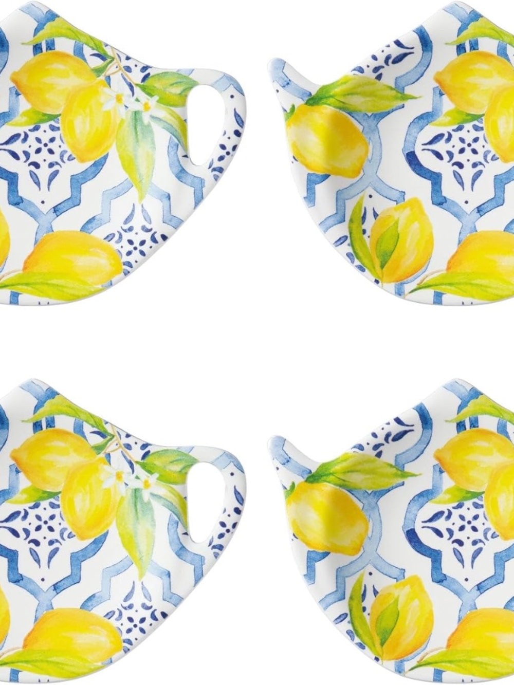 Lovely Lemon Tea Bag Holders, Teapot Shaped,4 x 3 Inch, Set of 4